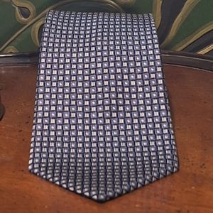 XMI Series 325 100% Silk Handmade Blue/Violet/Yellow Tie, Dry Cleaned